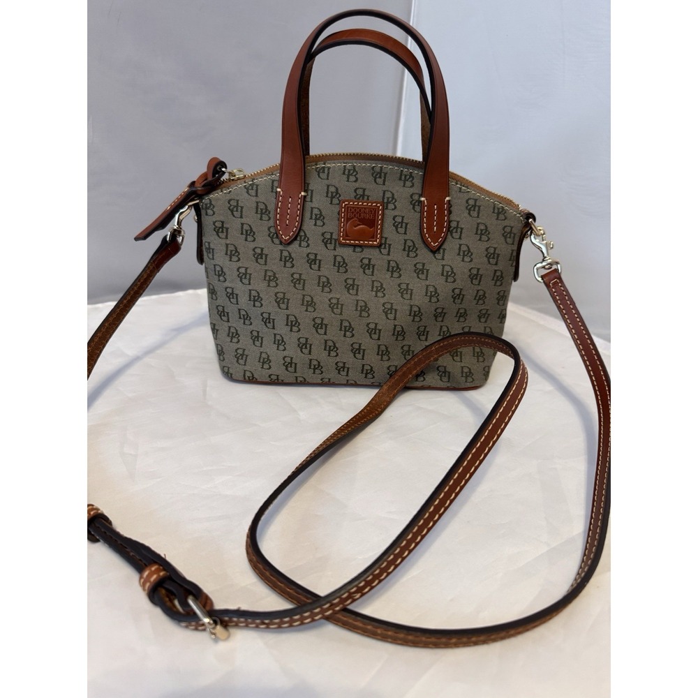 DOONEY & BOURKE VINTAGE GREEN DB CANVAS LEATHER TRIM CROSSBODY EUC!